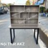 Bàn giá sách chân sắt gỗ vân tối giá rẻ mã KZ1206