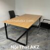 Bàn họp chân sắt mặt melamin 1m8x1m màu gỗ sồi