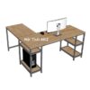 Bàn làm việc góc L 160x140cm gỗ cao su khung sắt lắp ráp KZ26