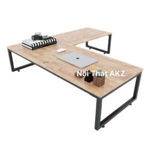 Bàn ngồi bệt chữ L 140x140cm gỗ cao su chân sắt KZ13