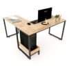 Bàn vi tính góc L 140x140cm gỗ cao su chân sắt lắp ráp COD68046