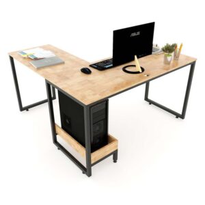 Bàn vi tính góc L 140x140cm gỗ cao su chân sắt lắp ráp COD68046