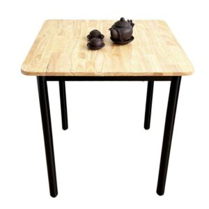Bàn vuông 70x70cm gỗ tự nhiên chân sắt tròn KZ51