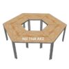 Cụm 6 bàn hình thang lắp ghép gỗ cao su chân sắt hệ OMA HBOM012