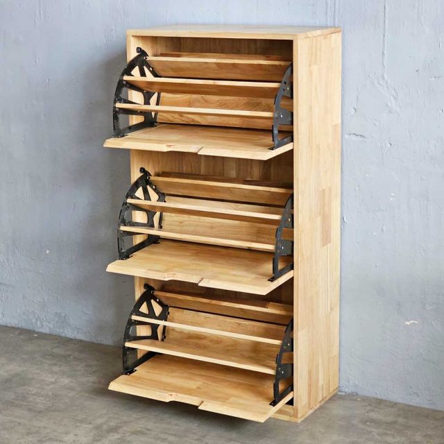 Tủ giày 3 ngăn gỗ cao su BMTT068