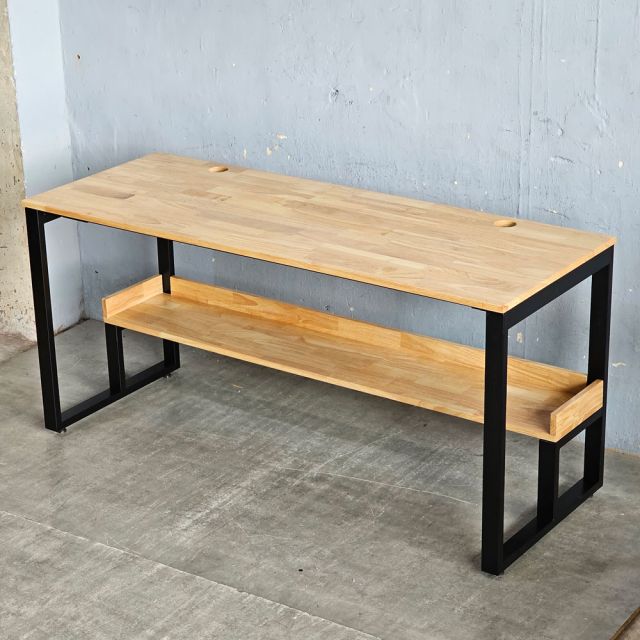 Bàn học 2 chỗ ngồi liền kệ 160x60cm gỗ cao su FD68083-