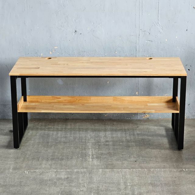 Bàn học 2 chỗ ngồi liền kệ 160x60cm gỗ cao su FD68083-1