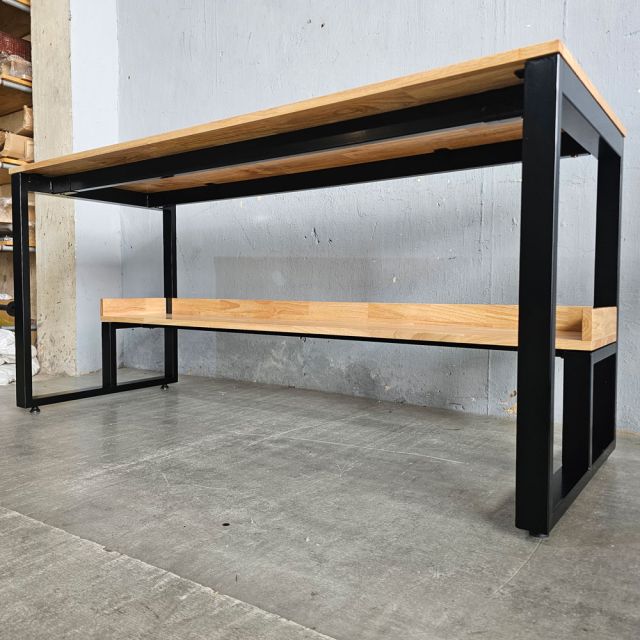 Bàn học 2 chỗ ngồi liền kệ 160x60cm gỗ cao su FD68083-2