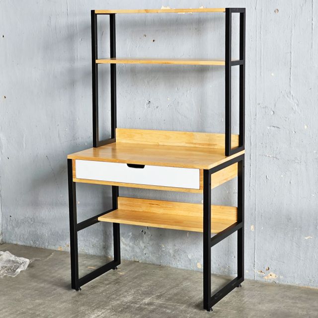 Bàn học liền kệ nhỏ 80x50x150cm gỗ cao su FD68085-