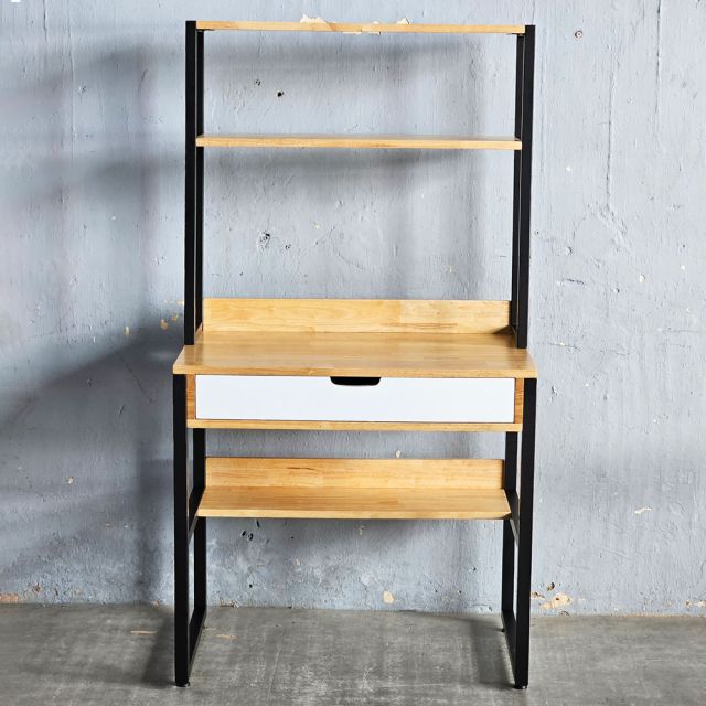 Bàn học liền kệ nhỏ 80x50x150cm gỗ cao su FD68085-1
