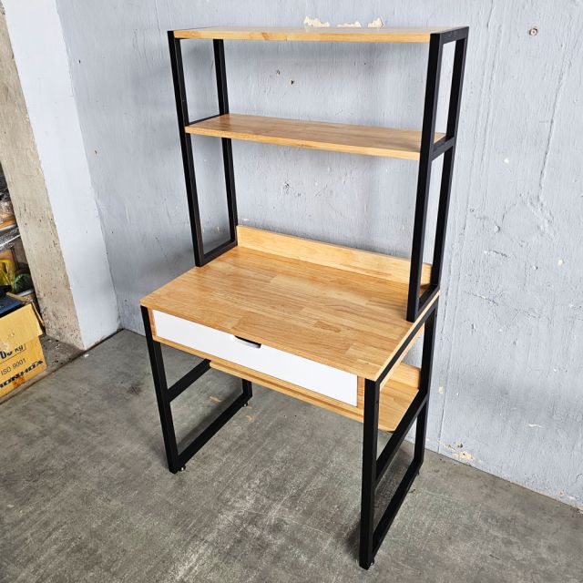 Bàn học liền kệ nhỏ 80x50x150cm gỗ cao su FD68085-2