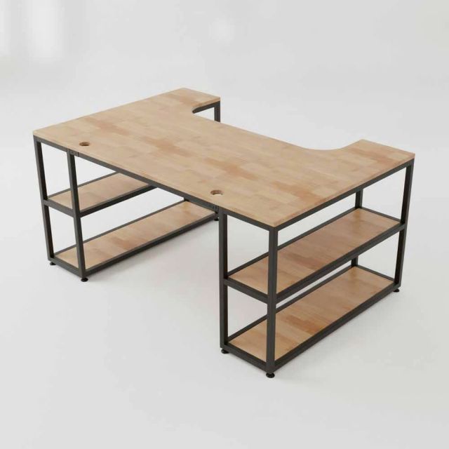 Bàn làm việc kết hợp 2 kệ sách 160x100cm gỗ cao su BD68167-3