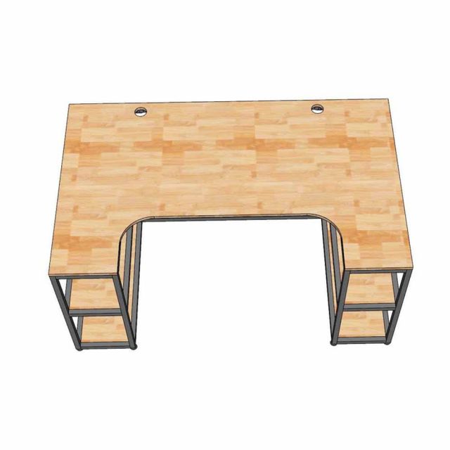 Bàn làm việc kết hợp 2 kệ sách 160x100cm gỗ cao su BD68167-4