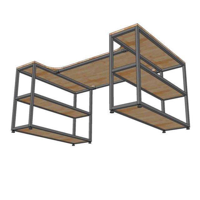 Bàn làm việc kết hợp 2 kệ sách 160x100cm gỗ cao su BD68167-5