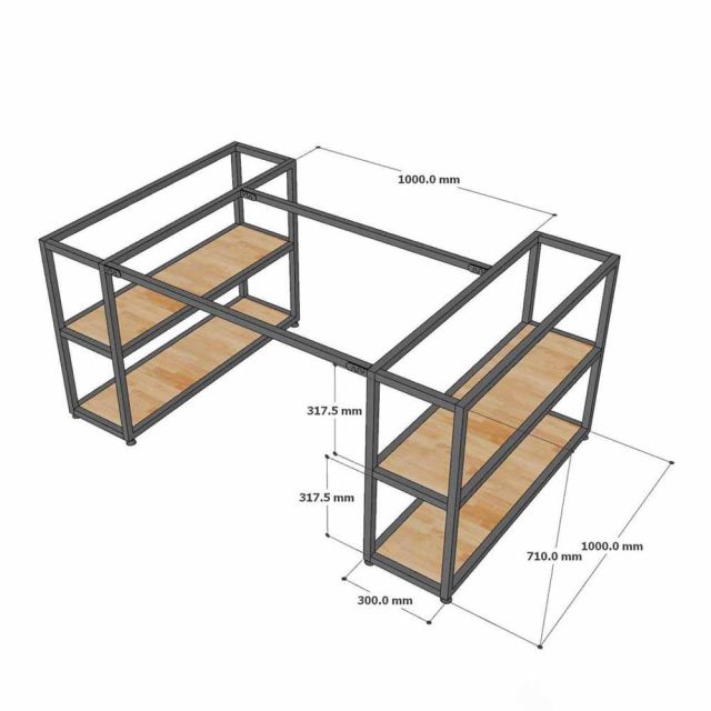 Bàn làm việc kết hợp 2 kệ sách 160x100cm gỗ cao su BD68167-7