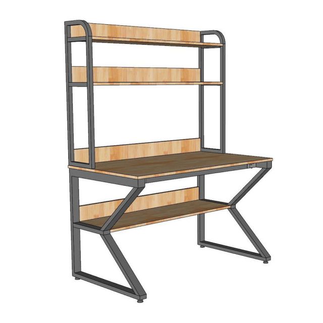Bàn liền kệ sách chữ K 120x70x165cm gỗ cao su FD68087-
