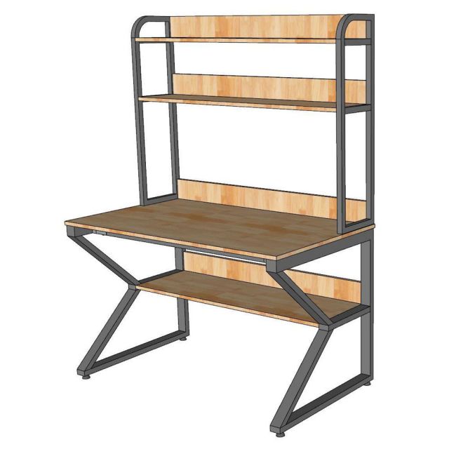 Bàn liền kệ sách chữ K 120x70x165cm gỗ cao su FD68087-1