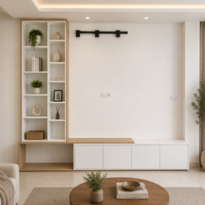 Kệ Tivi Gỗ 2m4 Kết Hợp Kệ Trang Trí KST08