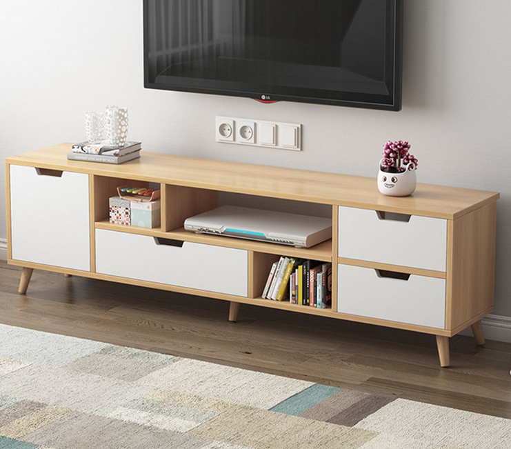 Kệ Tivi Gỗ MDF Nhiều Ngăn Có Chân Gỗ Hiện Đại TKTV23-