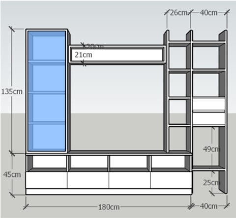 Kệ tivi gỗ kết hợp kệ để đồ trang trí phòng khách 2m2 KST43-