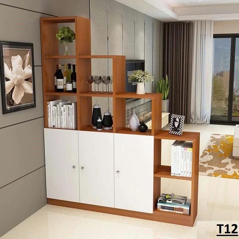 Tủ gỗ vách ngăn trưng bày rượu, sách trang trí phòng khách KSG53-1
