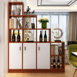 Tủ gỗ vách ngăn trưng bày rượu, sách trang trí phòng khách KSG53