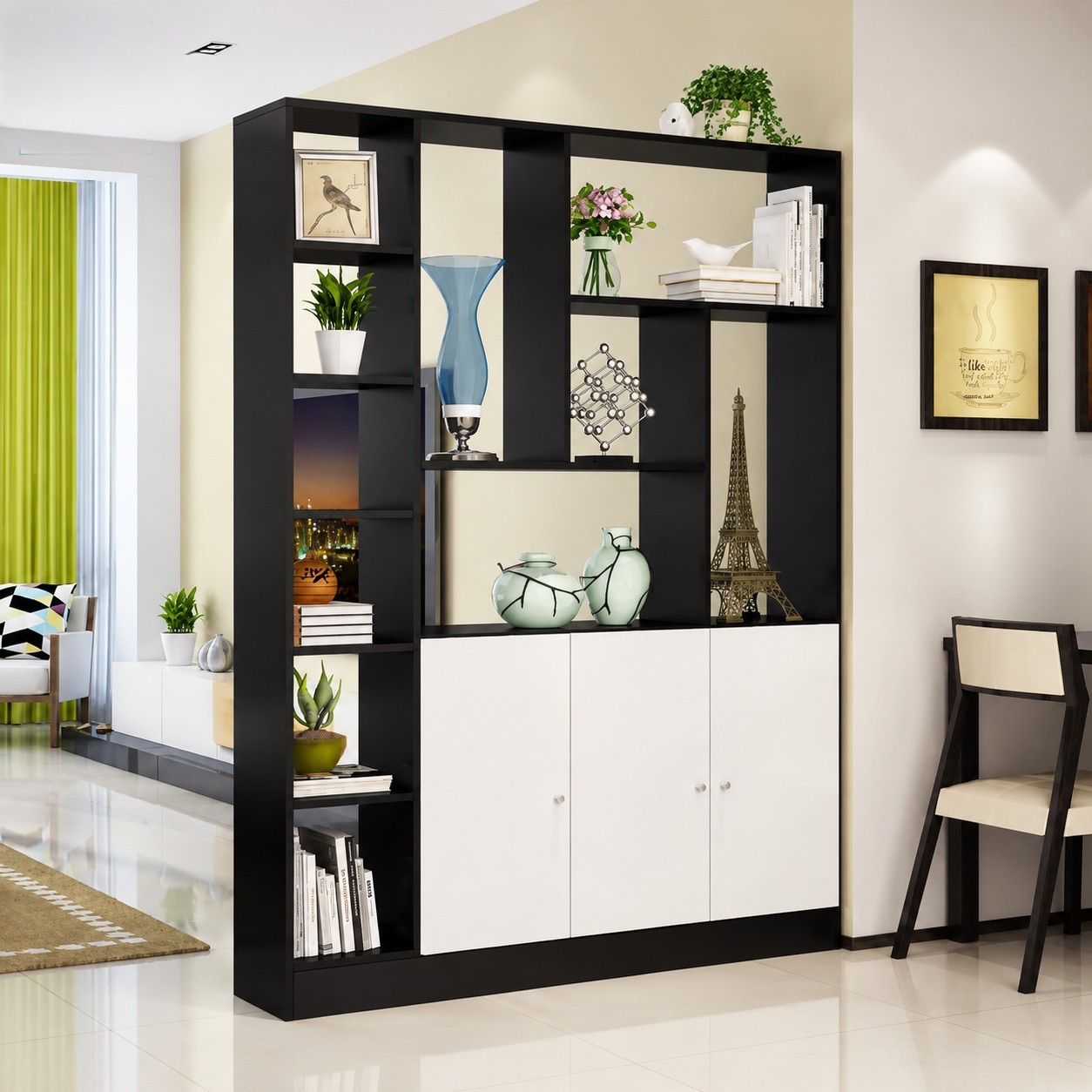 Tủ kệ gỗ đa năng ngăn phòng khách để đồ trang trí đẹp KSG45-