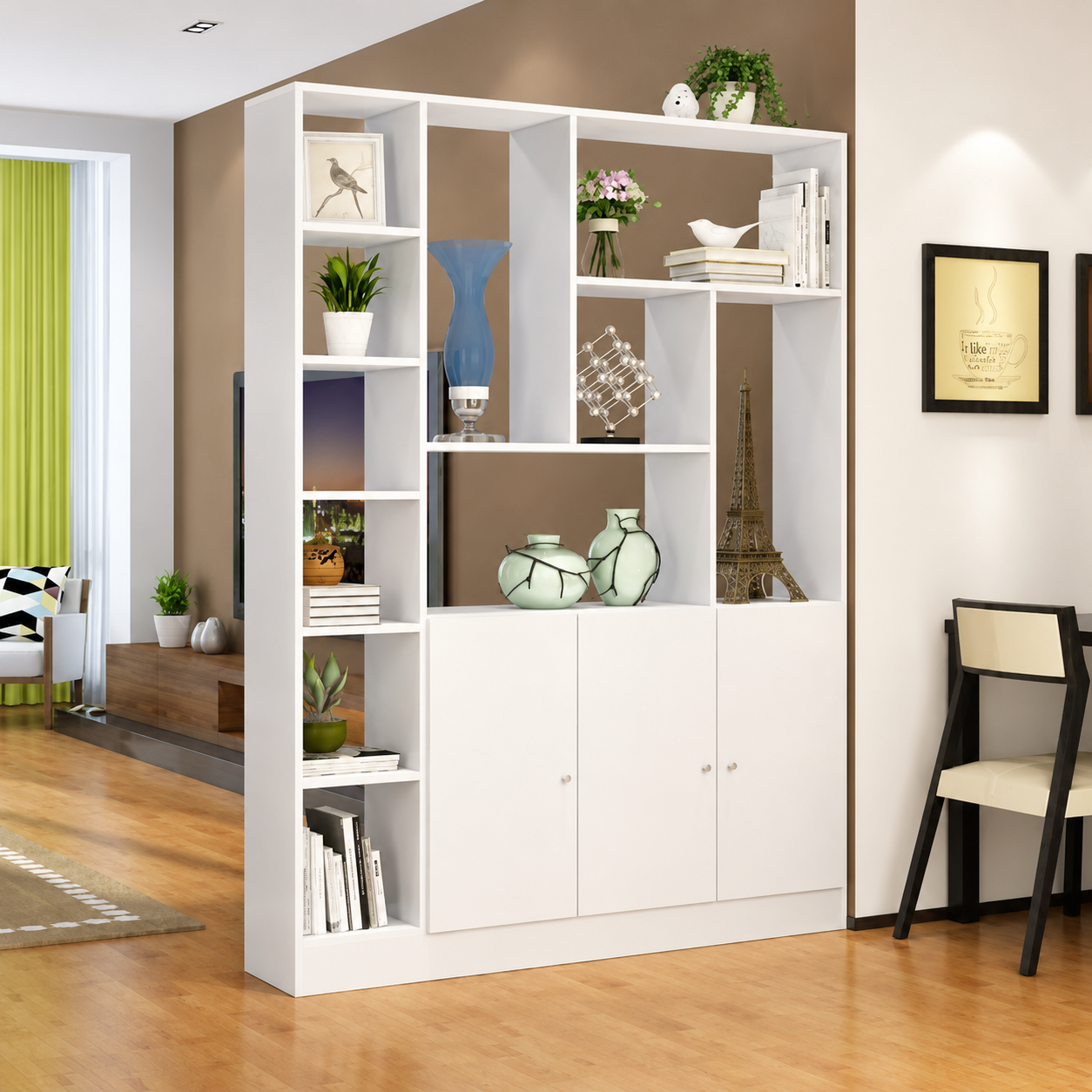 Tủ kệ gỗ đa năng ngăn phòng khách để đồ trang trí đẹp KSG45-1