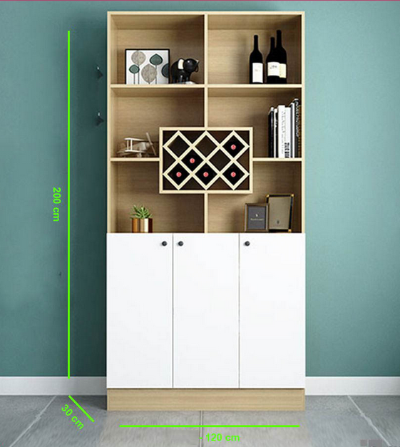 Tủ kệ trưng bày ô rượu đẹp phòng khách bằng gỗ công nghiệp KR10-2