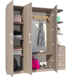 Tủ quần áo gỗ công nghiệp MDF A19 3 cánh mở kèm kệ góc-1