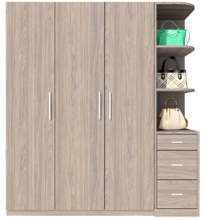 Tủ quần áo gỗ công nghiệp MDF A19 3 cánh mở kèm kệ góc-3
