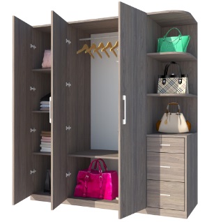 Tủ quần áo gỗ công nghiệp MDF A19 3 cánh mở kèm kệ góc