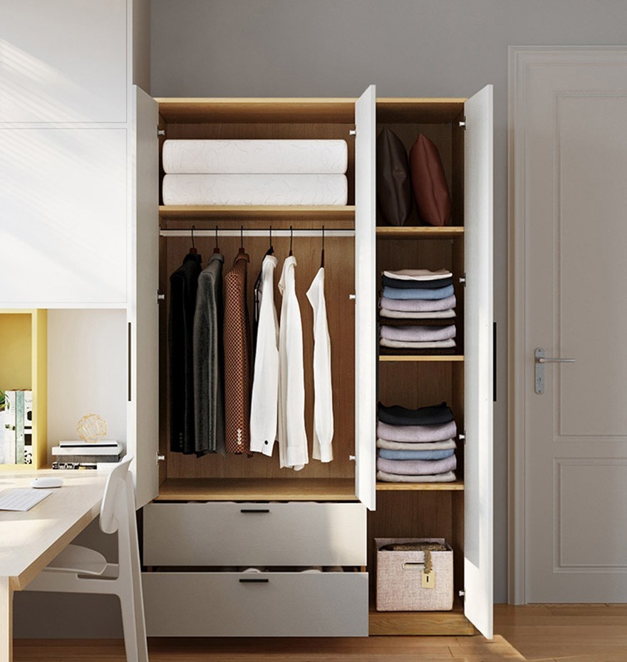 Tủ quần áo gỗ công nghiệp MDF A43 3 cánh mở rộng 120cm-