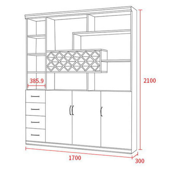 Tủ rượu đẹp trang trí phòng khách bằng gỗ công nghiệp KR06-