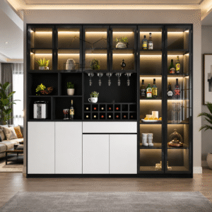 Tủ Rượu Gỗ Hiện Đại 2m4 Trang Trí Phòng Khách Đẹp TR33