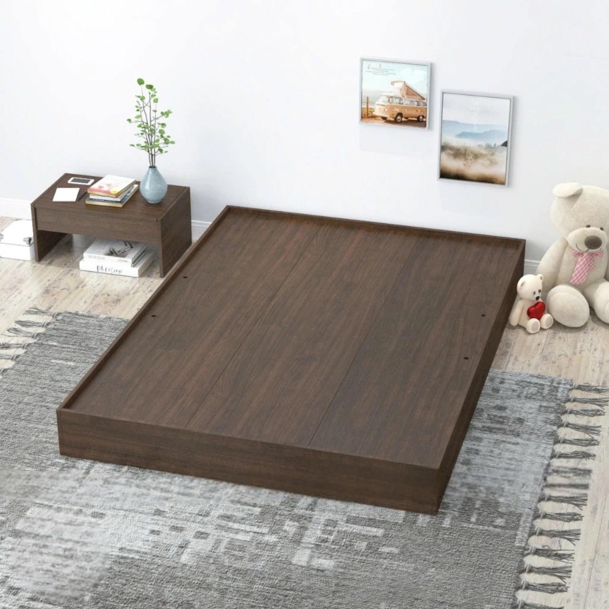 Giường ngủ bệt gỗ công nghiệp MDF cao 20cm GCN16