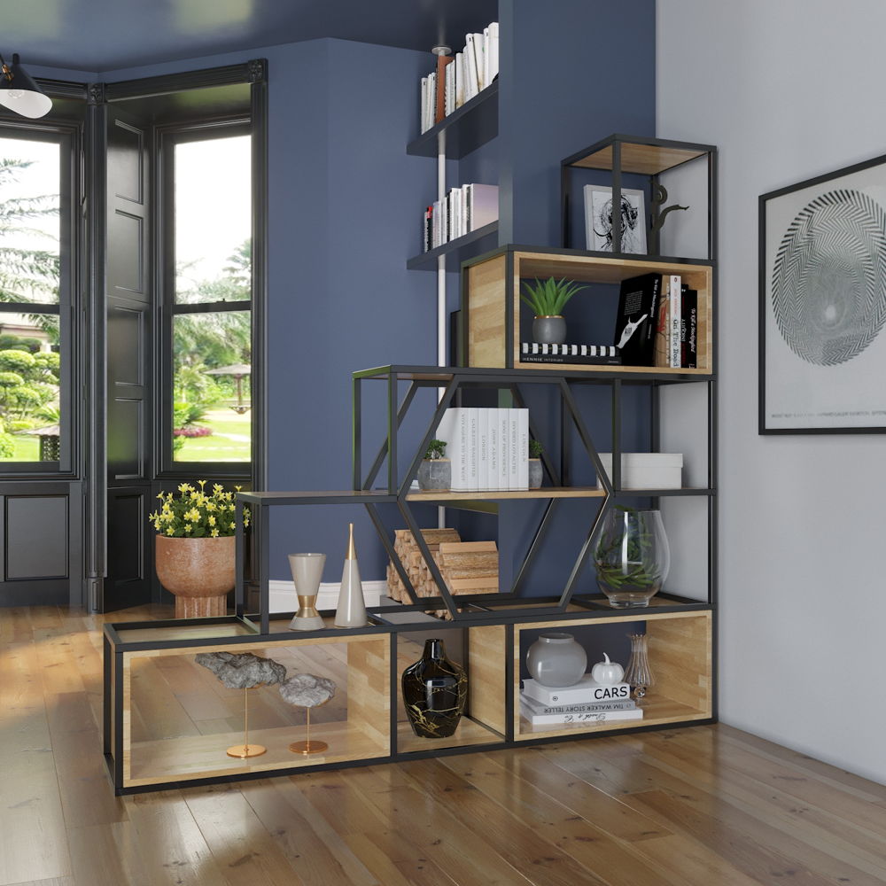 Kệ sắt đợt gỗ trang trí hình bậc thang KGS38-1
