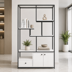 Kệ Sắt Gỗ Công Nghiệp Trang Trí Phòng Khách KSG273